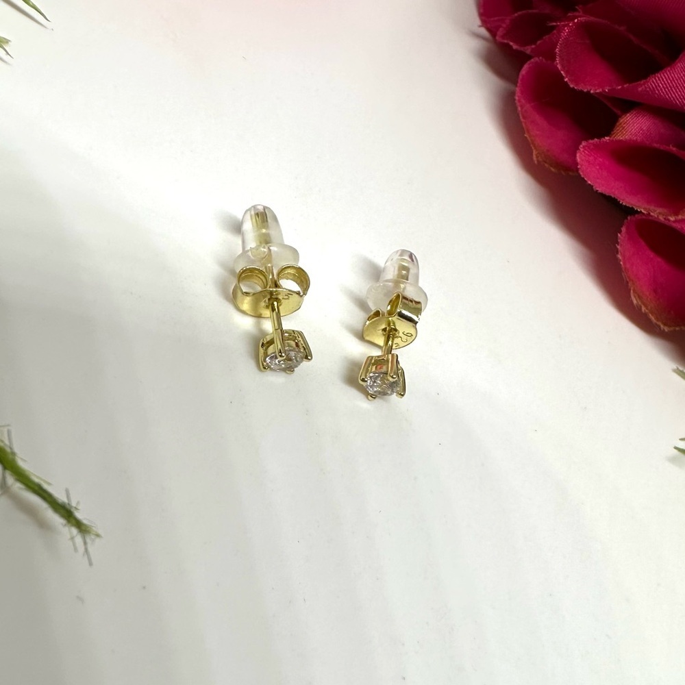 NEW⚜️14K Over Sterling Silver CZ Stud Earrings - Picture 3 of 7